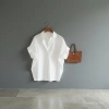 Retro Hong Kong-style short-sleeved shirt for women 2026 summer new style, stylish and versatile white shirt, loose bat sleeve collar top details Picture